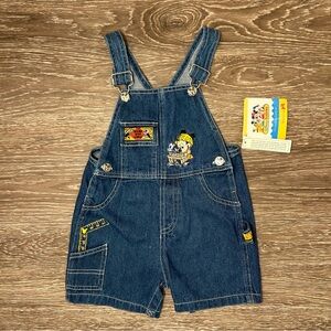 SOLD NWT Vintage Disney Babies Denim Overalls, Construction Mickey, Size 18M